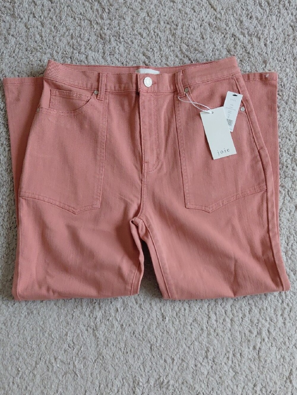 Joie Rose Pink High-Rise Crop Straight Jeans - Picture 3 of 5